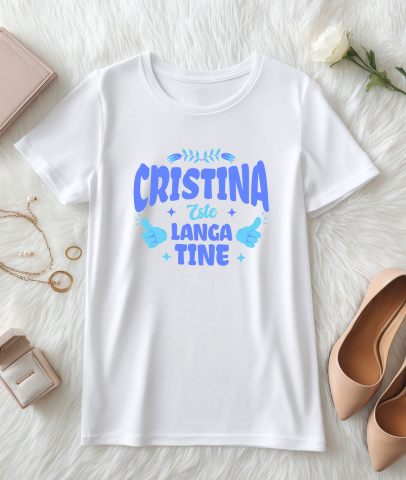 Tricou Femei, Barbati, Copii, Fata, Baiat, Unisex Personalizat Cadou Personalizat Iubire Cristina | Semn OK cu Flori Colorate [2]