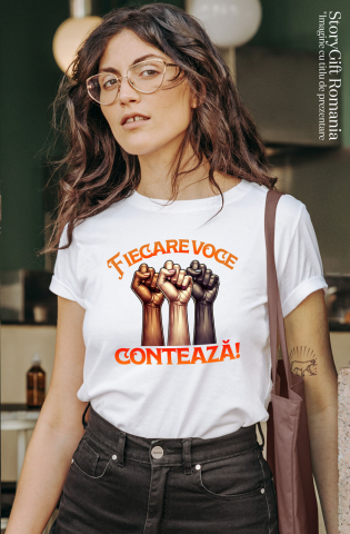 Tricou Femei, Barbati, Copii, Fata, Baiat, Unisex Personalizat „Fiecare Voce Contează” - Mâini Unite, Nuanțe Diverse | Cadou Inspirational Personalizat pentru Familie și Prieteni [1]