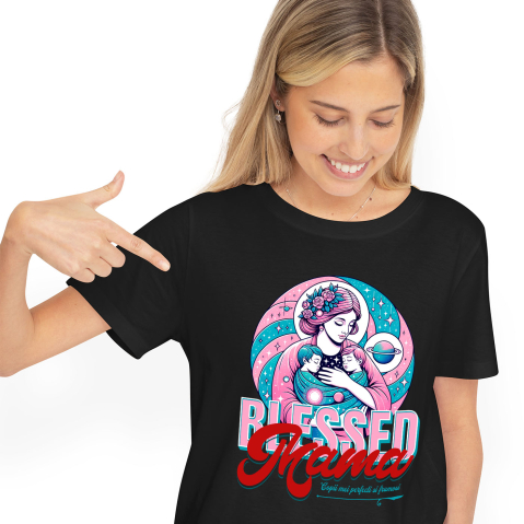 Mama - Tricou Femei, Barbati, Copii, Fata, Baiat, Unisex Personalizat "Blessed Mama Copii Mei Perfecti și Frumoși – Cadouri Personalizate pentru Familie"