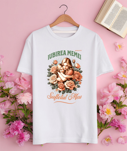 Tricou Femei, Barbati, Copii, Fata, Baiat, Unisex Personalizat "Mama și Fata – Cadouri Personalizate cu Trandafiri Roz și Mesajul Iubirii Mamei" [2]