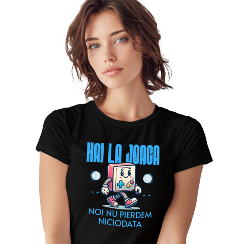 Lume Digitala - Tricou Femei, Barbati, Copii, Fata, Baiat, Unisex Personalizat Manetă Jocuri Video Veselă cu Text „Hai la Joacă” - Cadou Personalizat pentru Familie și Prieteni