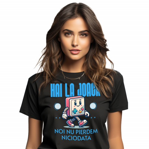 LUME - Tricou Femei, Barbati, Copii, Fata, Baiat, Unisex Personalizat Manetă Jocuri Video Veselă cu Text „Hai la Joacă” - Cadou Personalizat pentru Familie și Prieteni