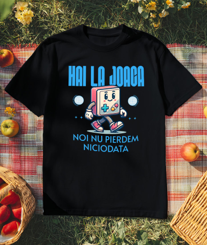 Tricou Femei, Barbati, Copii, Fata, Baiat, Unisex Personalizat Manetă Jocuri Video Veselă cu Text „Hai la Joacă” - Cadou Personalizat pentru Familie și Prieteni [2]