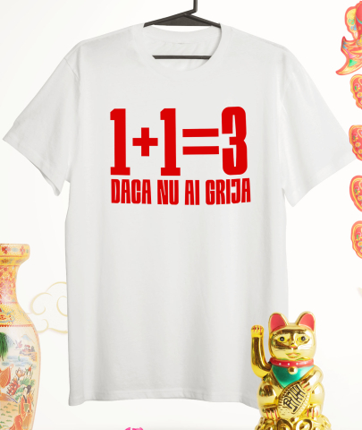 Tricou Femei, Barbati, Copii, Fata, Baiat, Unisex Personalizat Haios Adunare Matematica Unu Plus Unu Egal Trei – Cadouri Personalizate pentru Familie și Copii [2]