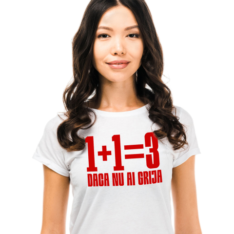 Tricou Femei, Barbati, Copii, Fata, Baiat, Unisex Personalizat Haios Adunare Matematica Unu Plus Unu Egal Trei – Cadouri Personalizate pentru Familie și Copii