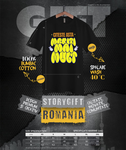 Tricou Femei, Barbati, Copii, Fata, Baiat, Unisex Personalizat Mesaj Haios Motivational - "Citeste Asta Meriti Mai Mult" Stil Balon [3]