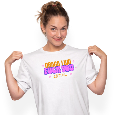 Tricou Femei, Barbati, Copii, Fata, Baiat, Unisex Personalizat Mesaj Haios pentru Luni – Cadouri Personalizate cu Flori Colorate și Texte Amuzante