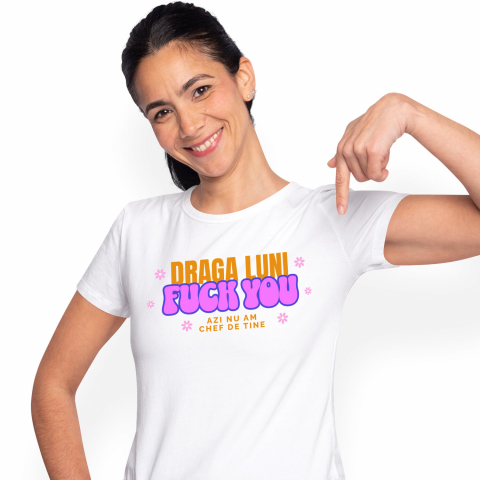 AMUZANTE - Tricou Femei, Barbati, Copii, Fata, Baiat, Unisex Personalizat Mesaj Haios pentru Luni – Cadouri Personalizate cu Flori Colorate și Texte Amuzante