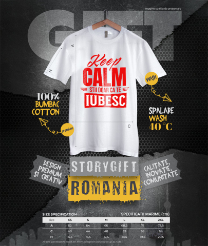 Tricou Femei, Barbati, Copii, Fata, Baiat, Unisex Personalizat „Mesaj Haios Romantic - Cadou Personalizat „Keep Calm, Știi Doar Că Te Iubesc” pentru Iubita și Familie, Valentine's Day” [3]