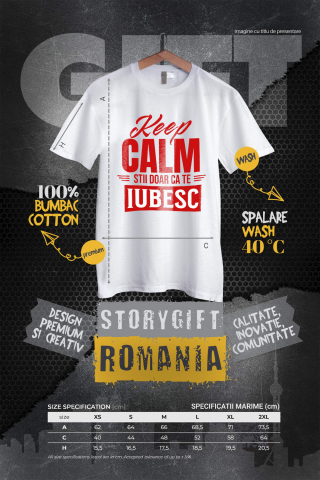 Tricou Femei, Barbati, Copii, Fata, Baiat, Unisex Personalizat „Mesaj Haios Romantic - Cadou Personalizat „Keep Calm, Știi Doar Că Te Iubesc” pentru Iubita și Familie, Valentine's Day” [3]