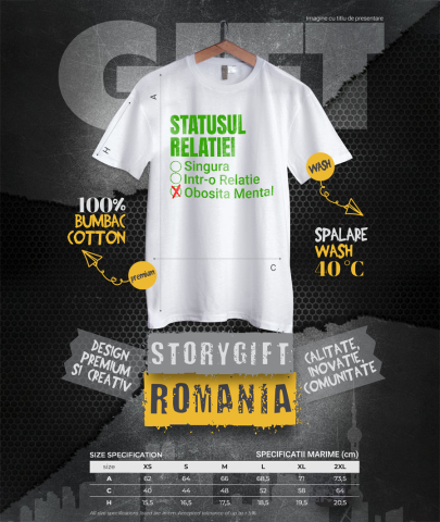 Tricou Femei, Barbati, Copii, Fata, Baiat, Unisex Personalizat „Mesaj Haios „Singura într-o Relație Obosită Mental” - Cadou Amuzant și Personalizat pentru Valentine's Day” [3]