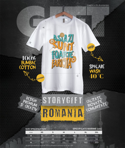 Tricou Femei, Barbati, Copii, Fata, Baiat, Unisex Personalizat Mesaj Inspirațional Femeie – Flori Colorate și "Azi Sunt Fericită" [3]