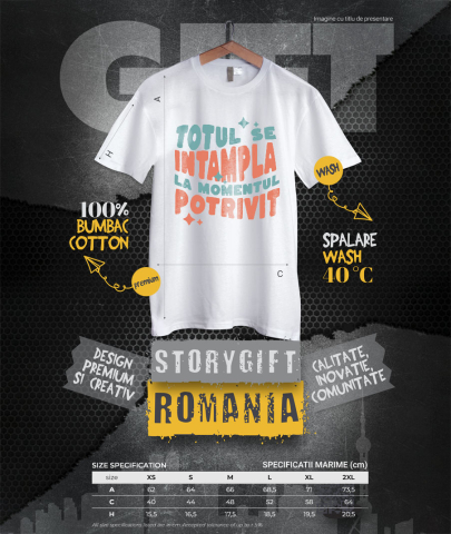 Tricou Femei, Barbati, Copii, Fata, Baiat, Unisex Personalizat Totul se Întâmplă la Momentul Potrivit – Tricou Motivațional cu Stele [3]