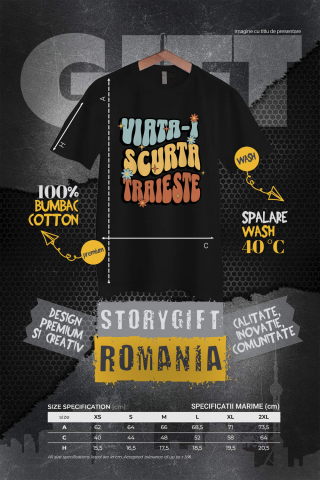 Tricou Femei, Barbati, Copii, Fata, Baiat, Unisex Personalizat „Viața-i scurtă, trăiește!” - Mesaj Inspirational cu Flori Colorate | Cadou Personalizat pentru Familie și Prieteni [3]