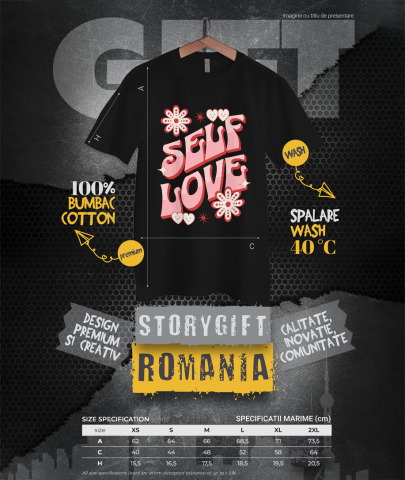 Tricou Femei, Barbati, Copii, Fata, Baiat, Unisex Personalizat Self Love – Tricou Personalizat cu Mesaj Motivațional pentru Femei [3]