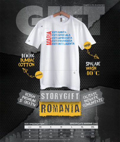 Tricou Femei, Barbati, Copii, Fata, Baiat, Unisex Personalizat Mesaj Romantic de Valentine's Day pentru Maria | Cadou Iubire Specială [3]