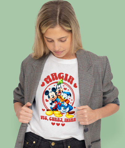 Tricou Femei cu Mickey, Donald si Goofy – Prieteni pentru Totdeauna 100% Bumbac, Alb, M [1]