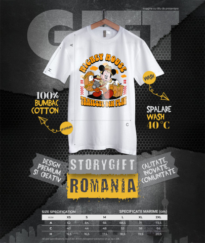 Tricou Femei cu Mickey in drum spre noi aventuri 100% Bumbac, Alb, L [3]
