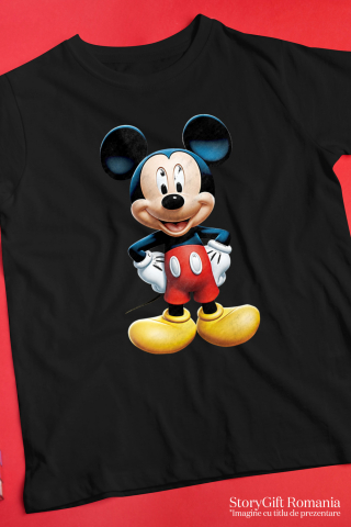 Tricou Femei Cu Mickey Mouse, Desene Animate, Fictiune, Soricel, Animale, Disney cu imprimeu pe Fata, 100% Bumbac, Negru, XS [1]