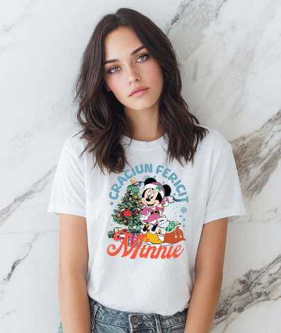 Tricou Femei cu Mickey Mouse Sarbatori Disney 100% Bumbac, Alb, M [1]