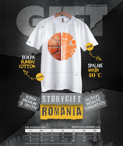 Tricou Femei, Barbati, Copii, Fata, Baiat, Unisex Personalizat Minge Baschet Design Complex – Rutina Zilnică „Joacă Baschet, Mănâncă, Repetă” [3]