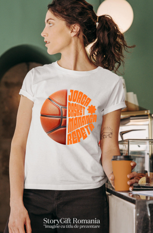 Tricou Femei, Barbati, Copii, Fata, Baiat, Unisex Personalizat Minge Baschet Design Complex – Rutina Zilnică „Joacă Baschet, Mănâncă, Repetă” [1]