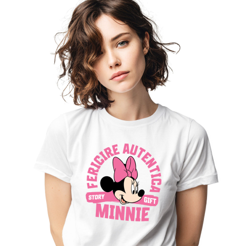 Tricouri - Tricou Femei cu Minnie, cu zâmbetul ce schimbă totul 100% Bumbac, Alb, M