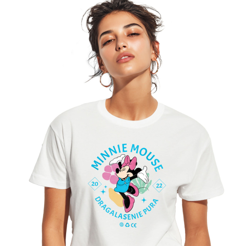 Flori - Tricou Femei cu Minnie, dansul ca o poveste 100% Bumbac, Alb, S