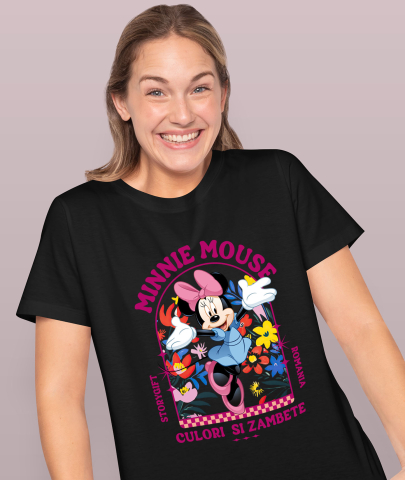 Tricou Femei cu Minnie, în mijlocul unei grădini 100% Bumbac, Negru, L [1]