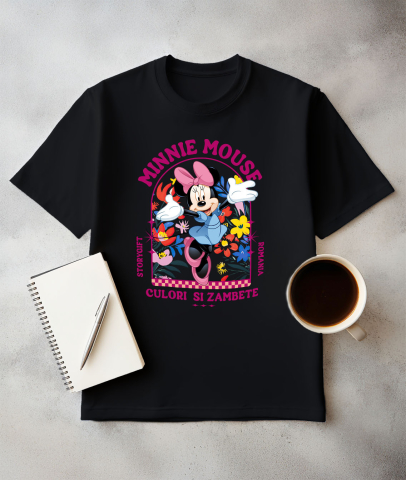 Tricou Femei cu Minnie, în mijlocul unei grădini 100% Bumbac, Negru, L [2]
