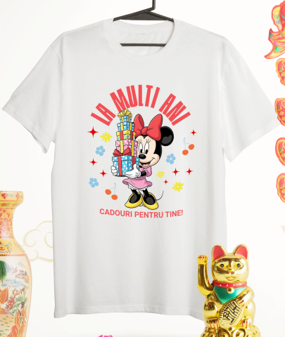 Tricou Femei cu Minnie Mouse Zi de Nastere – Cadouri Unice pentru Aniversare 100% Bumbac, Alb, M [2]