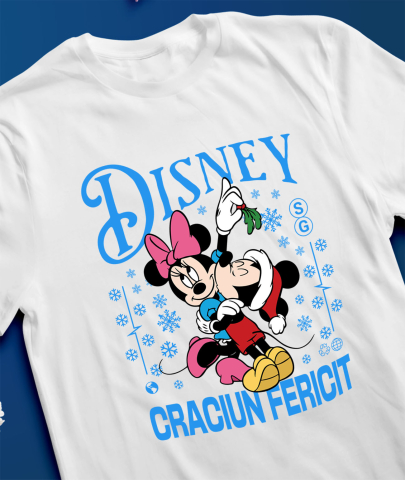 Tricou Femei cu Minnie si Mickey Magie de Craciun 100% Bumbac, Alb, S [2]