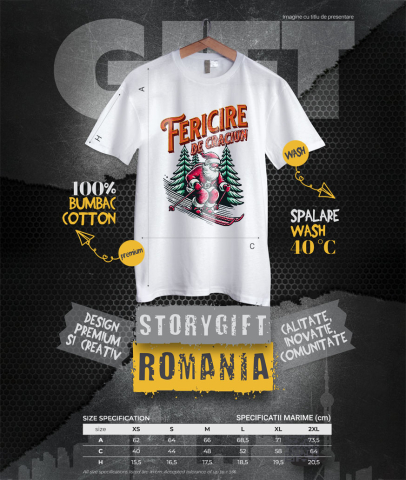 Tricou Femei, Barbati, Copii, Fata, Baiat, Unisex Personalizat Moș Crăciun Cool pe Schiuri – Cadouri Personalizate pentru un Crăciun Plin de Fericire [3]