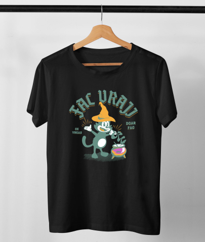 Tricou Femei, Barbati, Copii, Fata, Baiat, Unisex Personalizat Motan cu Pălărie de Vrăjitor | Produse Personalizate pentru Halloween și Familie [2]
