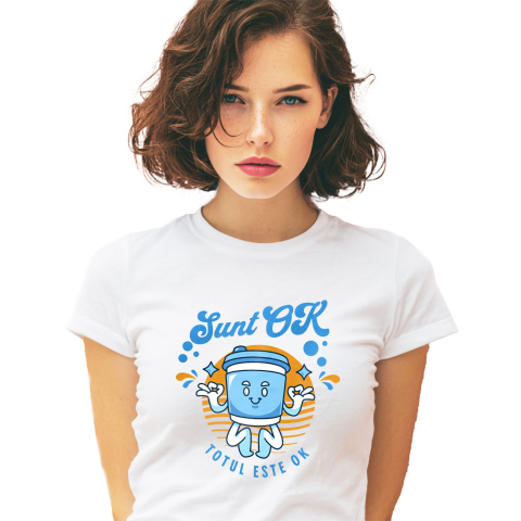 Bauturi - Tricou Femei, Barbati, Copii, Fata, Baiat, Unisex Personalizat „Pahar Personalizat Yoga 'Sunt Ok, Totul Este Ok' – Cadou Motivațional pentru Familie și Yoga”