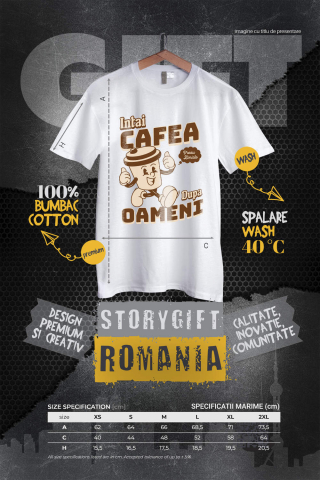 Tricou Femei, Barbati, Copii, Fata, Baiat, Unisex Personalizat „Pahar De Cafea Vesel „Intai Cafea Dupa Oameni” – Cadou Amuzant pentru Iubitorii de Cafea” [3]