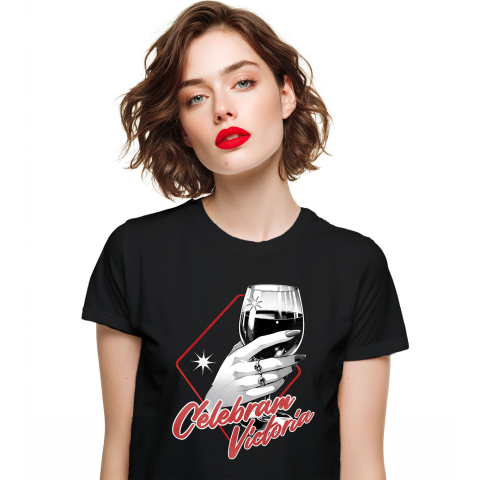 Tricou Femei, Barbati, Copii, Fata, Baiat, Unisex Personalizat „Pahar De Vin Personalizat „Celebram Victoria” – Cadou Elegant pentru Femei și Petreceri”