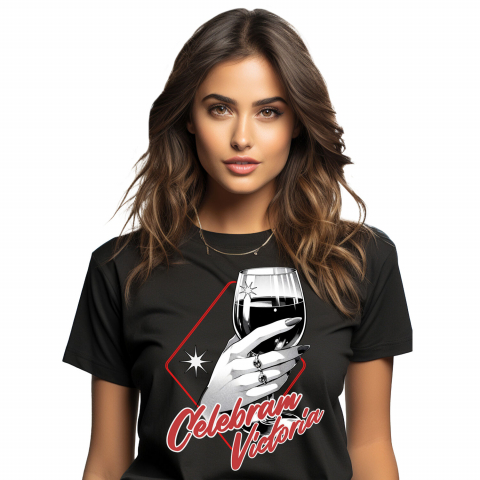 Tricou Femei, Barbati, Copii, Fata, Baiat, Unisex Personalizat „Pahar De Vin Personalizat „Celebram Victoria” – Cadou Elegant pentru Femei și Petreceri”