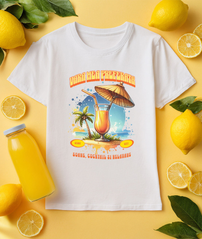 Tricou Femei, Barbati, Copii, Fata, Baiat, Unisex Personalizat „Pahar Fresh Portocale Pe Nisip - Cadou Perfect Pentru Vara Ta Preferată” [2]