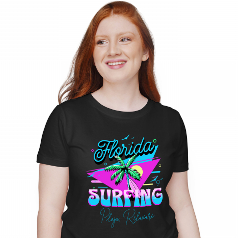 Tricou Femei, Barbati, Copii, Fata, Baiat, Unisex Personalizat "Produse personalizate pentru vacanță – Palmier cu nuci de cocos și placă de surf în Florida pentru surfing"