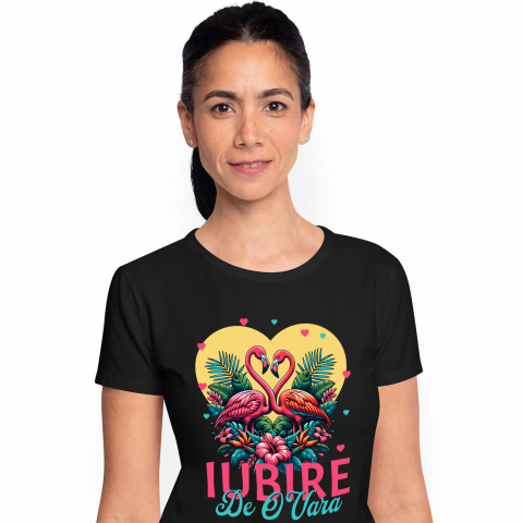 Tricouri - Tricou Femei, Barbati, Copii, Fata, Baiat, Unisex Personalizat Tricou Personalizat Flamingo Dragoste – Iubire de O Vară | Cadou Romantic Valentine's Day