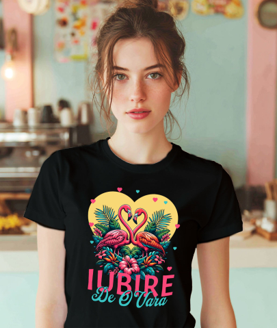 Tricou Femei, Barbati, Copii, Fata, Baiat, Unisex Personalizat Tricou Personalizat Flamingo Dragoste – Iubire de O Vară | Cadou Romantic Valentine's Day [1]
