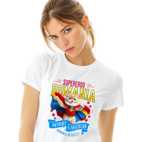 SuperEroi si Personaje TV - Tricou Femei, Barbati, Copii, Fata, Baiat, Unisex Personalizat Pisică Persană În Costum de Căpitan România - Cadouri Personalizate pentru Iubitorii de Animale