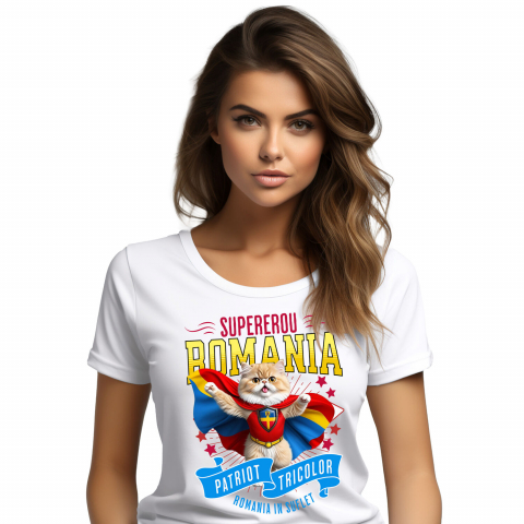 Tricouri - Tricou Femei, Barbati, Copii, Fata, Baiat, Unisex Personalizat Pisică Persană În Costum de Căpitan România - Cadouri Personalizate pentru Iubitorii de Animale