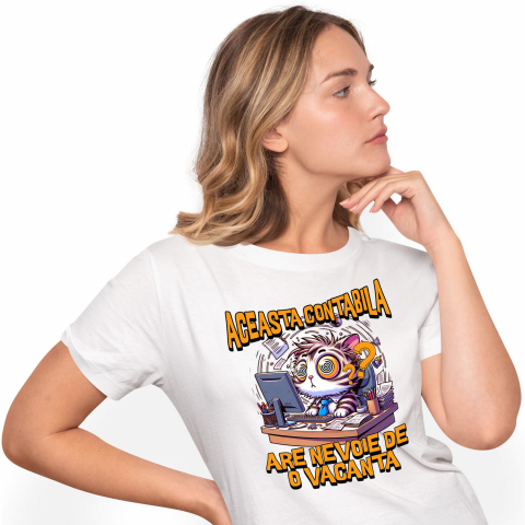 MESERII - Tricou Femei, Barbati, Copii, Fata, Baiat, Unisex Personalizat Pisică Haioasă la Birou – Design Amuzant pentru Iubitorii de Pisici