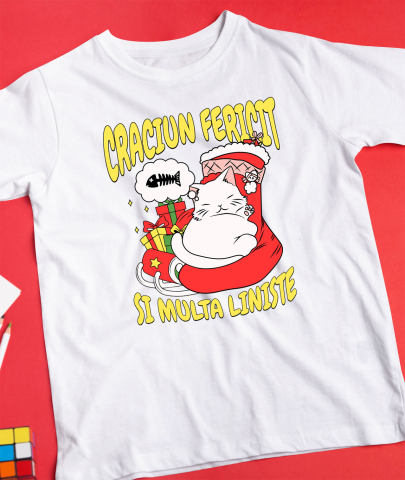 Tricou Femei, Barbati, Copii, Fata, Baiat, Unisex Personalizat Tricou Personalizat Crăciun – Pisică Amuzantă și Mesaj Haios [2]