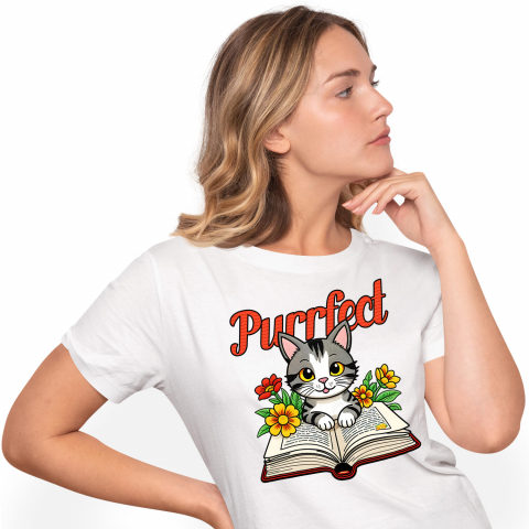 PISICI - Tricou Femei, Barbati, Copii, Fata, Baiat, Unisex Personalizat Pisica Gri Citind Carte – Cadou Personalizat Purrfect pentru Iubitorii De Pisici și Cărți