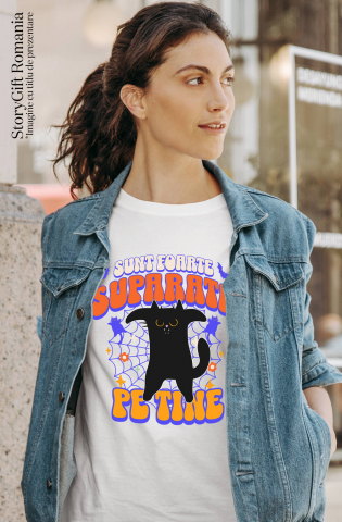 Tricou Femei, Barbati, Copii, Fata, Baiat, Unisex Personalizat Costum Pisică Horror Halloween | Pisica Furioasă pentru Petrecerea de Halloween [1]