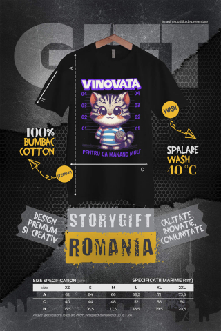 Tricou Femei, Barbati, Copii, Fata, Baiat, Unisex Personalizat Pisica În Dungi Cu Ghem De Lână „Vinovată Pentru Că Mănânc Mult” – Cadou Amuzant Pentru Iubitorii De Pisici [3]
