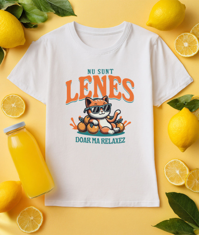 Tricou Femei, Barbati, Copii, Fata, Baiat, Unisex Personalizat Pisica Portocalie Cu Ochelari De Soare „Nu Sunt Leneș, Doar Mă Relaxez” – Cadou Amuzant Pentru Iubitorii De Pisici [2]